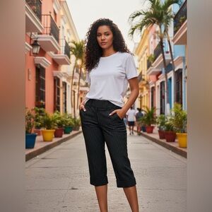 Star City - NWT - Black Pinstripe Capris